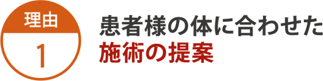 理由1:患者様の体に合わせた施術の提案